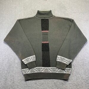 VTG Le Grand Nine Generra Sweater Large Green Faded Turtleneck Knitted Pullover